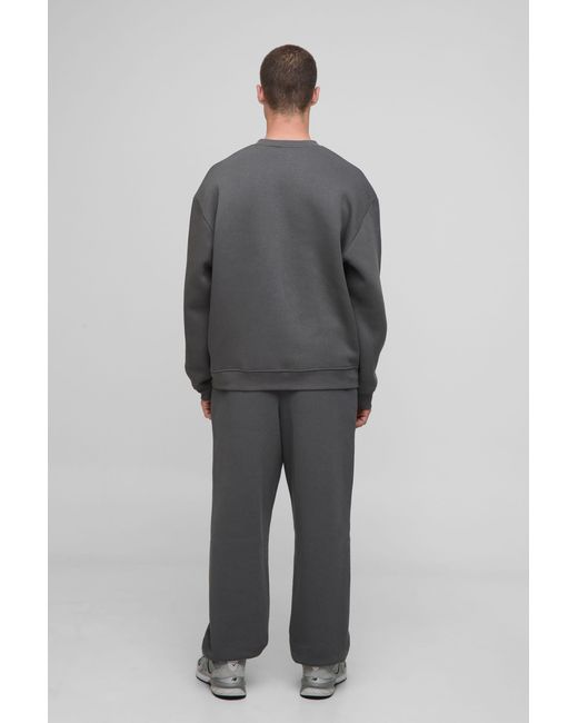 BoohooMAN Gray Basic Oversized Crew Neck Sweatshirt for men