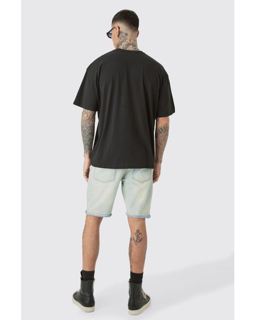 BoohooMAN Tall Oversized Cross Embroidered T-shirt In Black for men