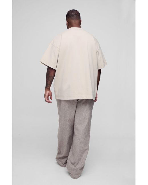BoohooMAN Plus lockere Hose mit Fischgräten-Print in Gray für Herren