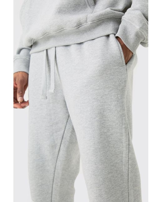 Tall Basic Slim Fit Jogger In Grey Marl Boohoo de color White
