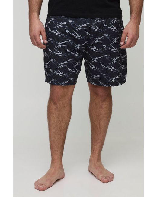 BoohooMAN Black Plus Abstract Print 2 Pack Short Set for men