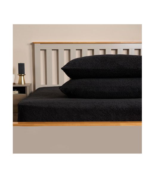 BoohooMAN Black Ohs 4 Pack Teddy Fleece Pillowcase Cover Bedding Set Thermal for men