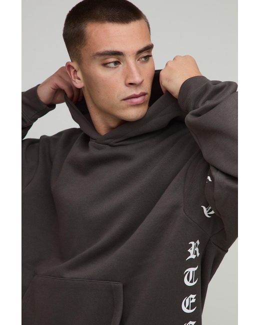 Oversized Boxy Printed Flared Tracksuit Boohoo de color Gray