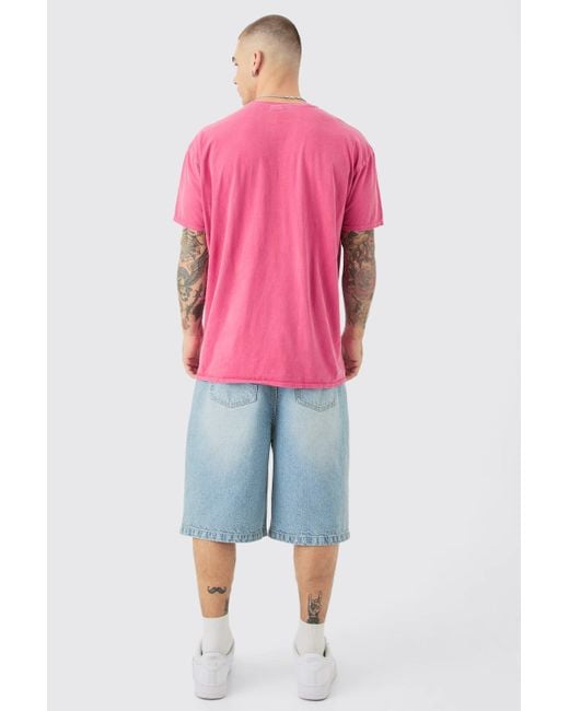 BoohooMAN Pink Oversized Street Fighter Wash License T-shirt for men