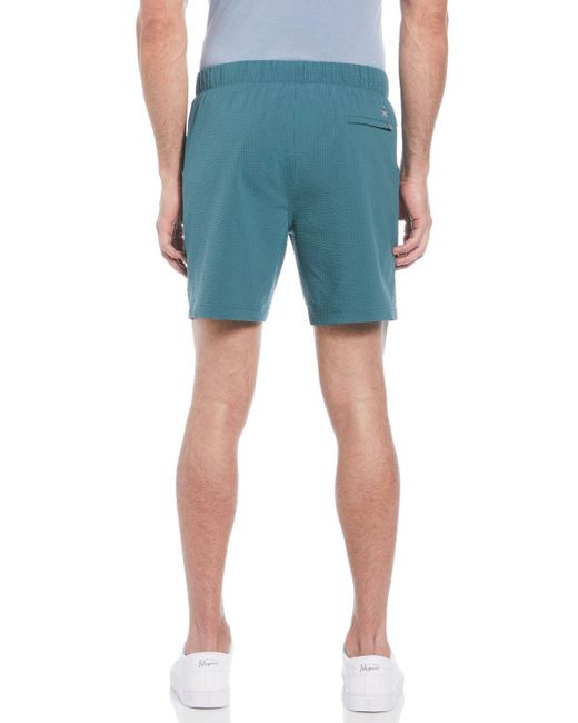 BoohooMAN Blue Seersucker Short Green for men