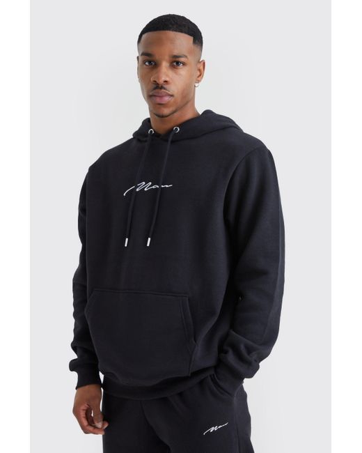 BoohooMAN Blue Man Signature Over The Head Hoodie for men
