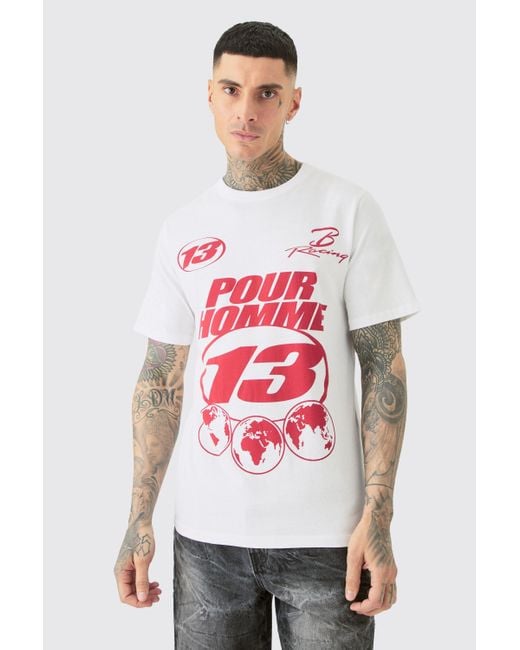 BoohooMAN Red Tall Pour Moto T-shirt In White for men