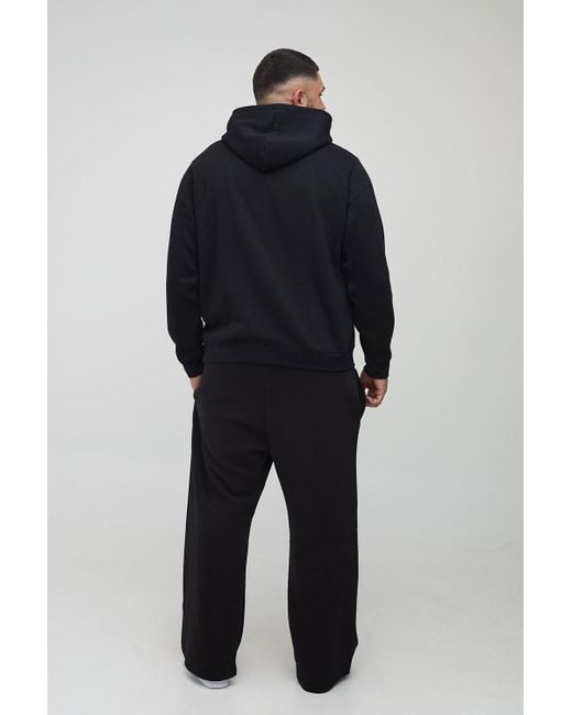 Plus Basic Bm Signature Regular Fit Over The Head Hoodie Boohoo de color Blue