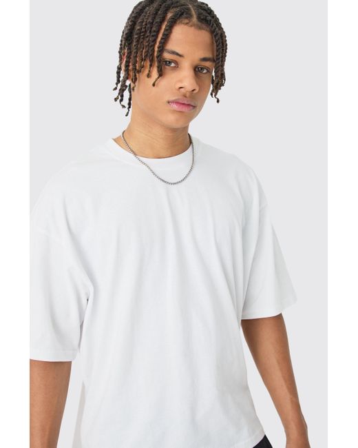 BoohooMAN White Oversized Boxy Basic T-shirt for men