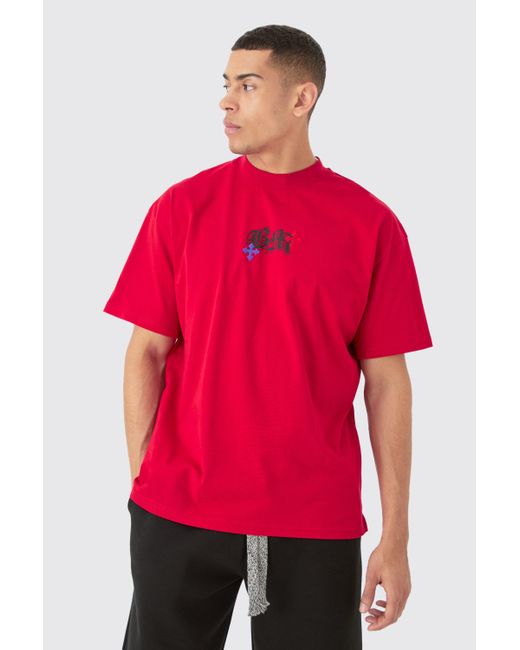 BoohooMAN Oversized Heavyweight Bm Cross Embroidered T-shirt für Herren