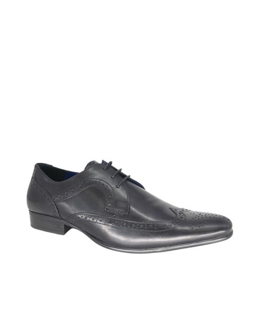 BoohooMAN Gray Thomas Crick Leather Lace Up Brogues for men