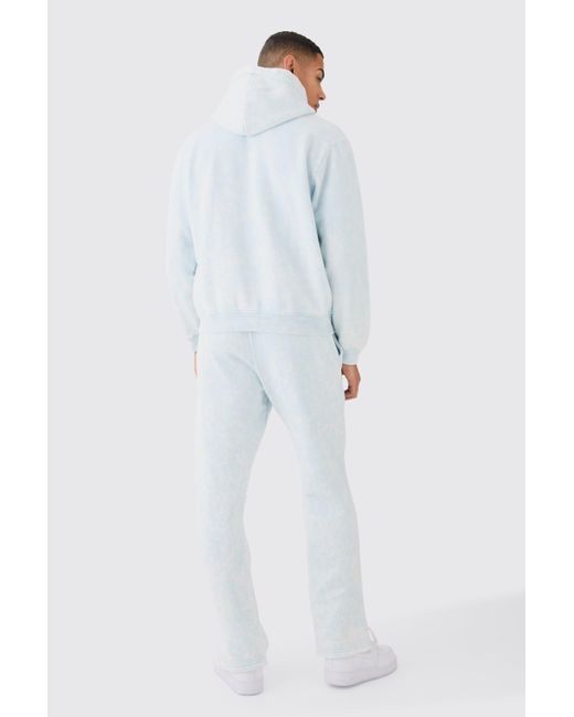 BoohooMAN Blue Man Washed Hooded Tracksuit for men
