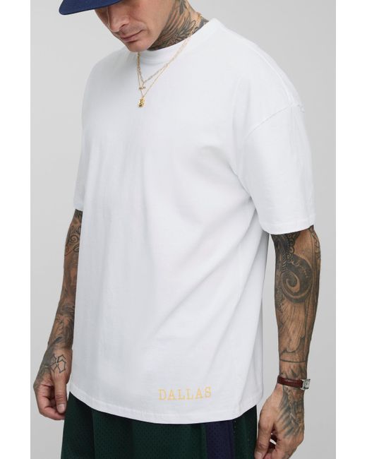 BoohooMAN Blue Tall Oversized Western Dallas Texas Landscape Print T-Shirt for men