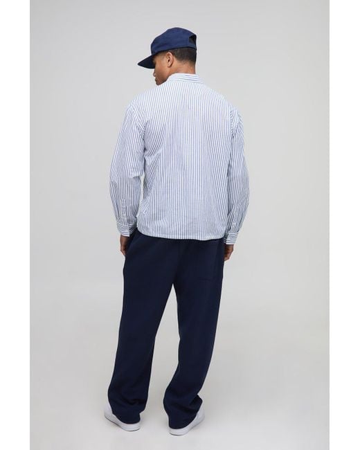 Baggy Bm Scroll Barrel Fit Joggers Boohoo de color Blue