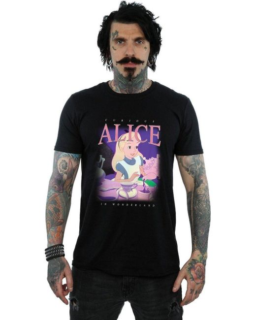 BoohooMAN Black Disney Alice In Wonderland Montage T-shirt for men