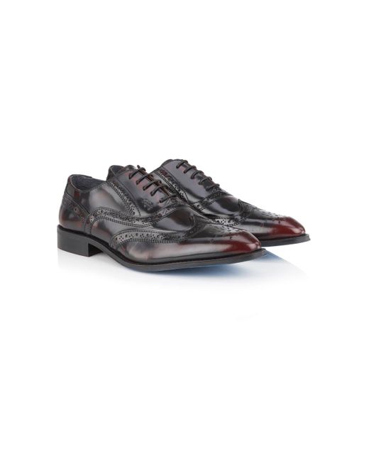 BoohooMAN Red Amen Shoes Kilkenny Leather Star Brogue Shoe for men