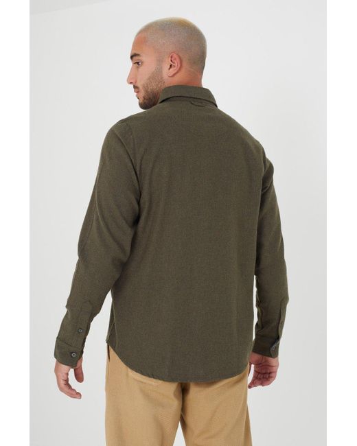 BoohooMAN Green Brave Soul Cotton Brushed Flannel Long Sleeve Shirt for men