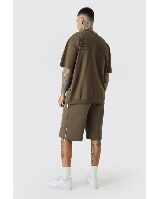 BoohooMAN Brown Tall Edition Oversized Heavyweight Zip Hem T-shirt for men