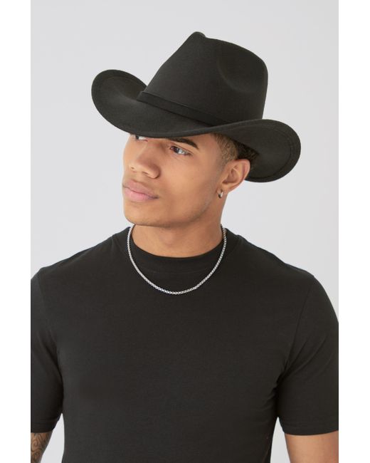 Boohoo Melton Western Hat In Black