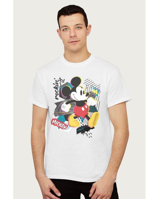 BoohooMAN White Disney Mickey Mouse Rockin It Retro T-shirt for men