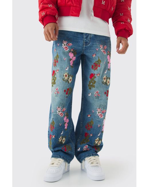 Boho floral men's jeans