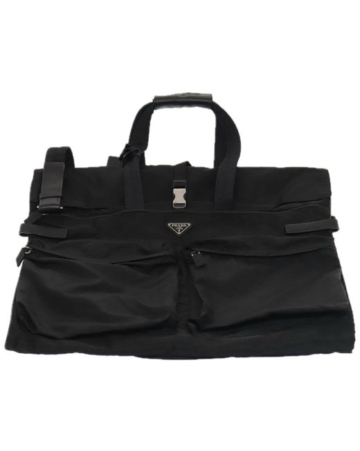 BoohooMAN Prada Preloved Travel Tote Bag Nylon Model Unisex - Black Travel Bags for men