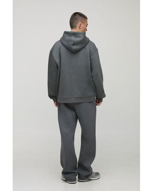 BoohooMAN Gray Basic Oversized Zip Through Hoodie for men