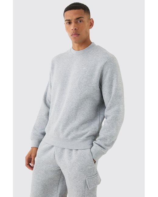 BoohooMAN Gray Signature Extended Neck Cargo Sweat Short Tracksuit for men