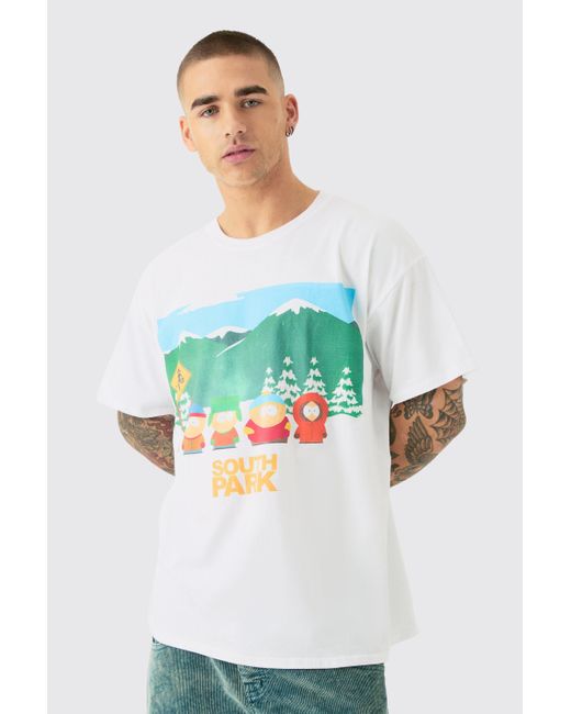BoohooMAN White Oversized South Park License T-shirt for men