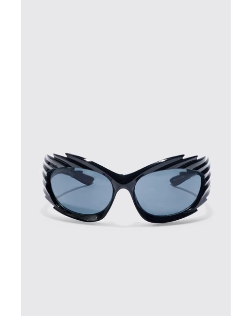 BoohooMAN Racer Plastic Sunglasses in Blue für Herren