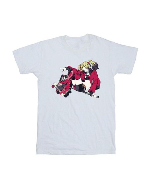 BoohooMAN White Dc Comics Harley Quinn Rollerskates T-shirt for men