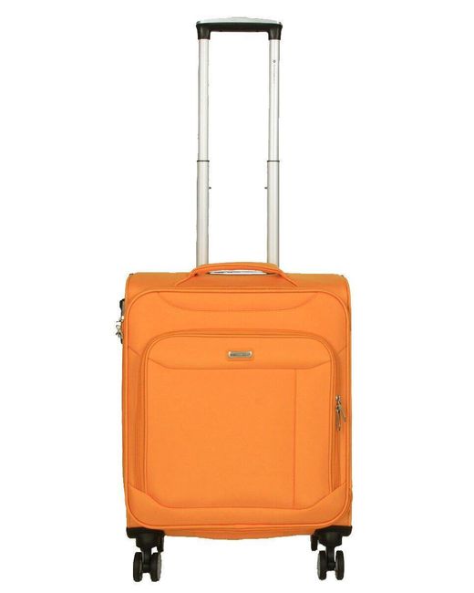 BoohooMAN Orange Infinity Leather Lightweight Yellow Suitcase 4 Wheel Luggage Travel Cabin Tsa Soft Bag for men