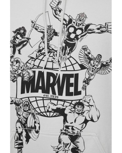 Sudadera Oversize Con Capucha Y Estampado De Los Vengadores Marvel Boohoo de color Natural