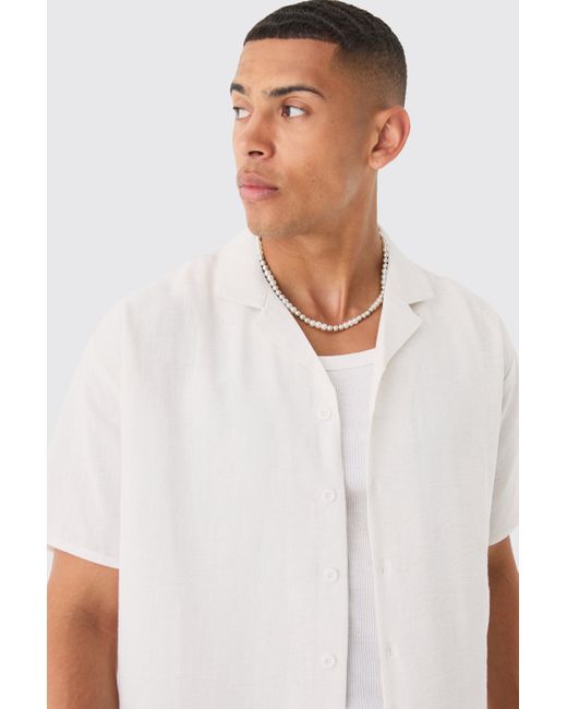 BoohooMAN White Oversized Linen Look Shirt & Short for men
