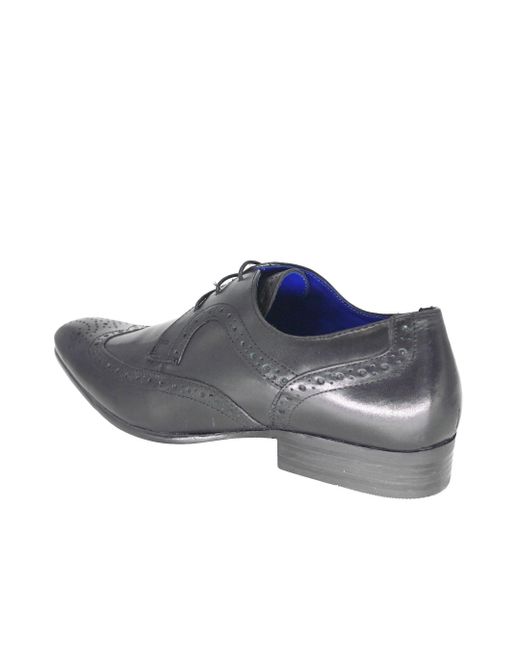 BoohooMAN Gray Thomas Crick Leather Lace Up Brogues for men
