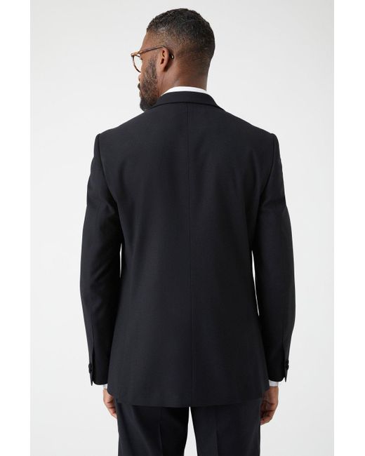 BoohooMAN Blue Slim Fit Black Tuxedo Suit Jacket for men