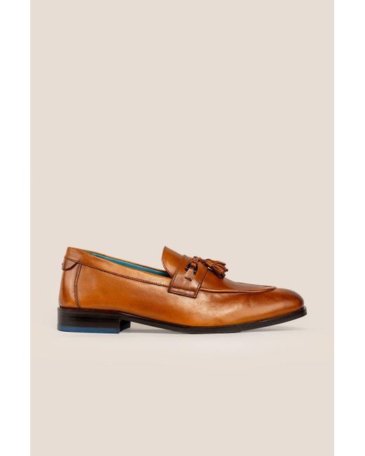 BoohooMAN Orange Emmet Leather Tassel Loafer for men