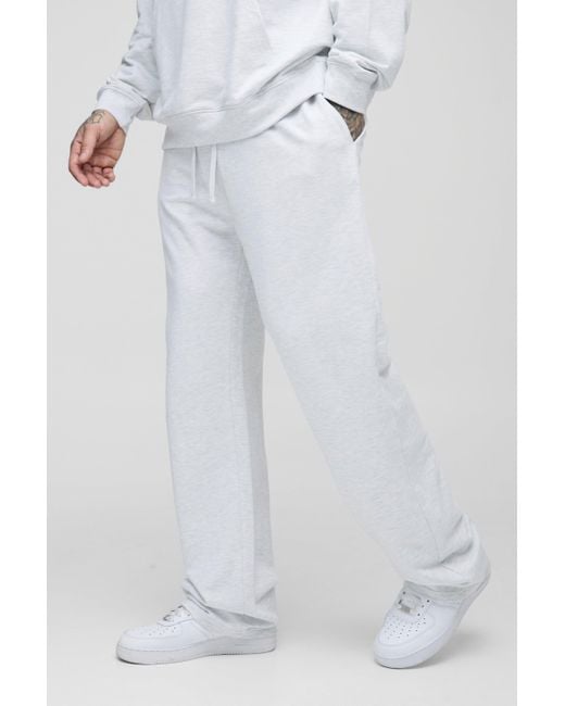 BoohooMAN White Tall 260Gsm Loopback Straight Fit Basic Sweatpants for men