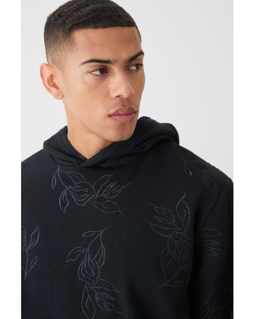 BoohooMAN Black Regular Fit Embroidered Hoodie for men