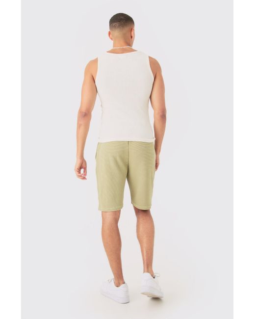 Boohoo Natural Loose Fit Mid Length Textured Shorts