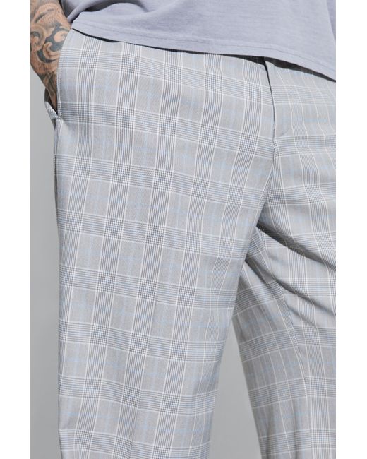 BoohooMAN Gray Tall Flannel Tailored Wide Leg Pants for men