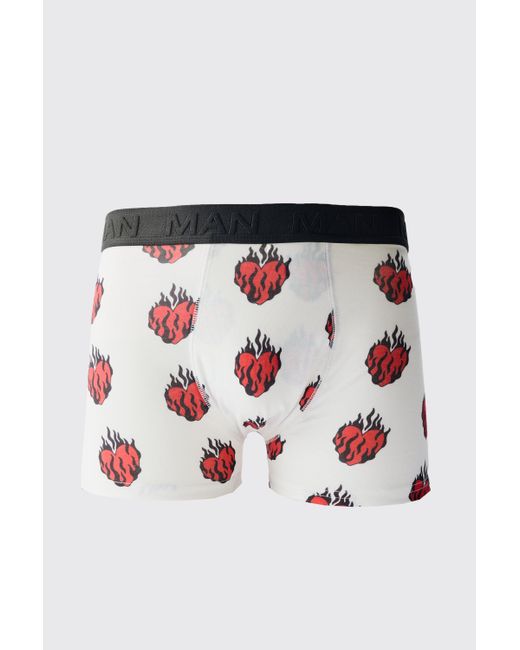 BoohooMAN Red Printed Heart Flames Boxers for men