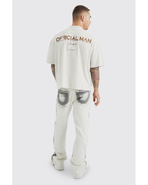 BoohooMAN Kastiges Oversize T-Shirt mit Luxe-Stickerei in White für Herren
