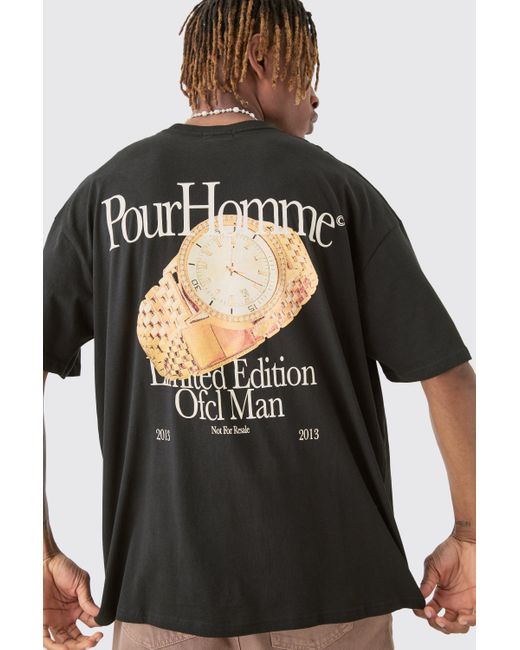 BoohooMAN Tall Old Money Graphic Oversized T-shirt in Black für Herren