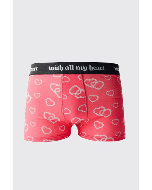 BoohooMAN Red X2 Pack Printed Heart Boxers for men