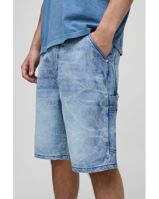 BoohooMAN Lockere Jeansshorts in Knitteroptik in Knitteroptik in Blue für Herren