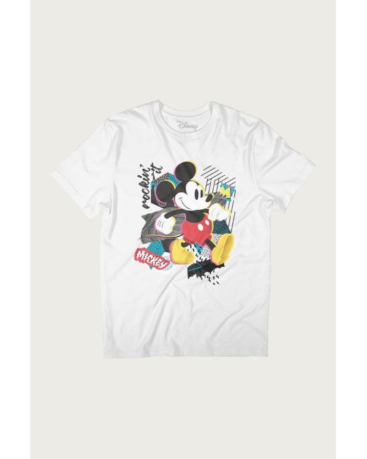 BoohooMAN White Disney Mickey Mouse Rockin It Retro T-shirt for men