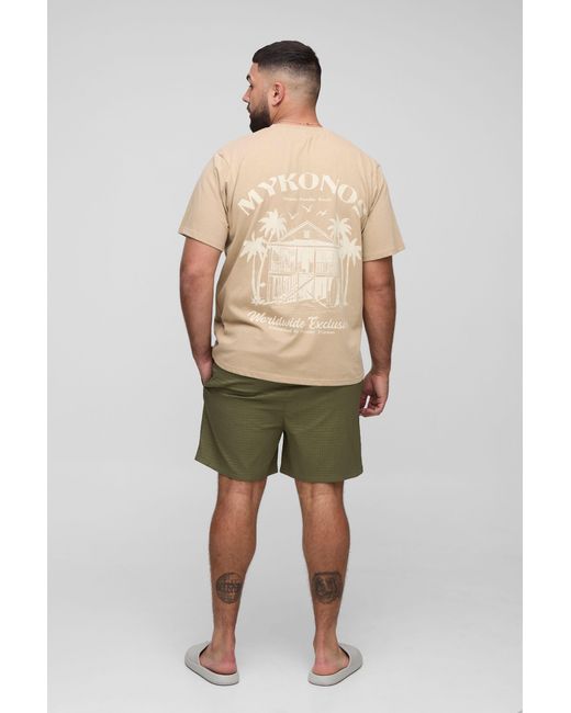 BoohooMAN Green Plus Ripstop Mid Length Swim Trunks for men