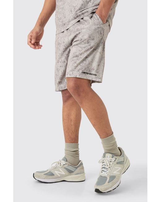 BoohooMAN White Concrete Print Basketball Shorts for men