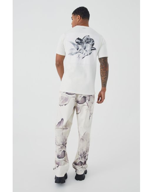 BoohooMAN White Slim Heavyweight Interlock Homme Graphic T-shirt for men